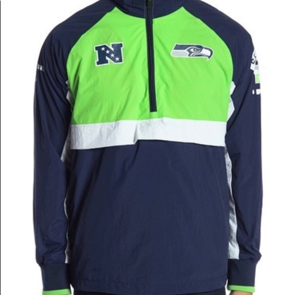 Seattle Seahawks Quarter Zip Track Jacket - Picture 2 of 3